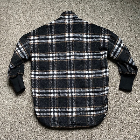 🎉BB DAKOTA Plaid Times Multi Plaid Coat, Women’s SM, Black/Camel/Cream -EVEREVE - Picture 5 of 6